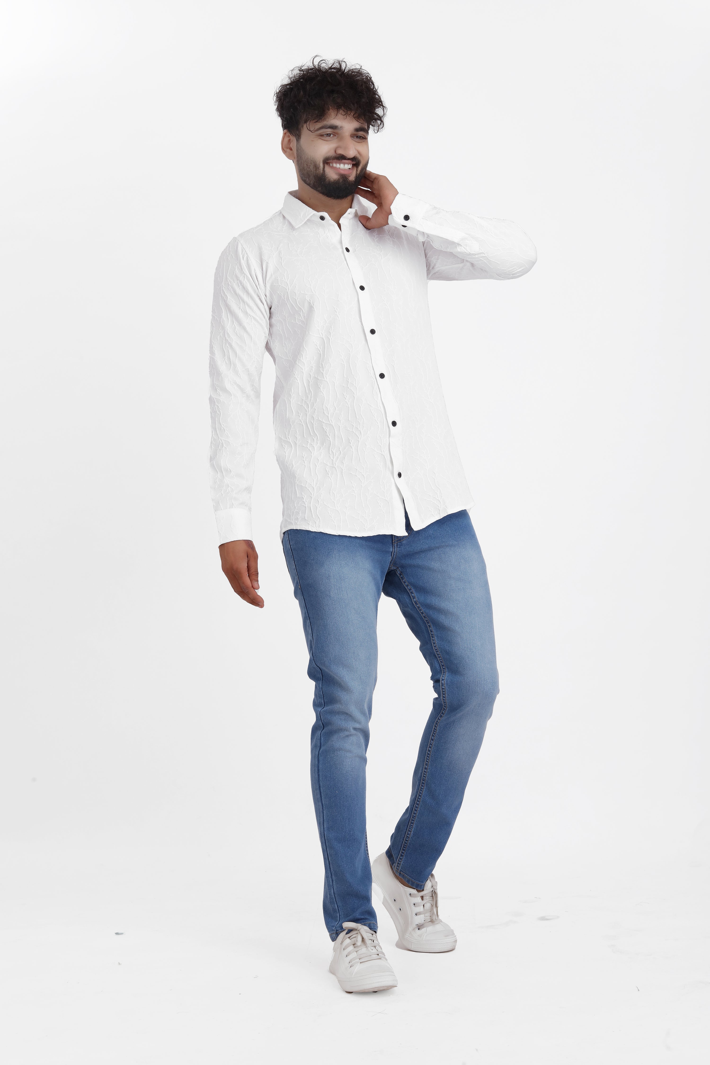 Limb Jacquard White Shirt