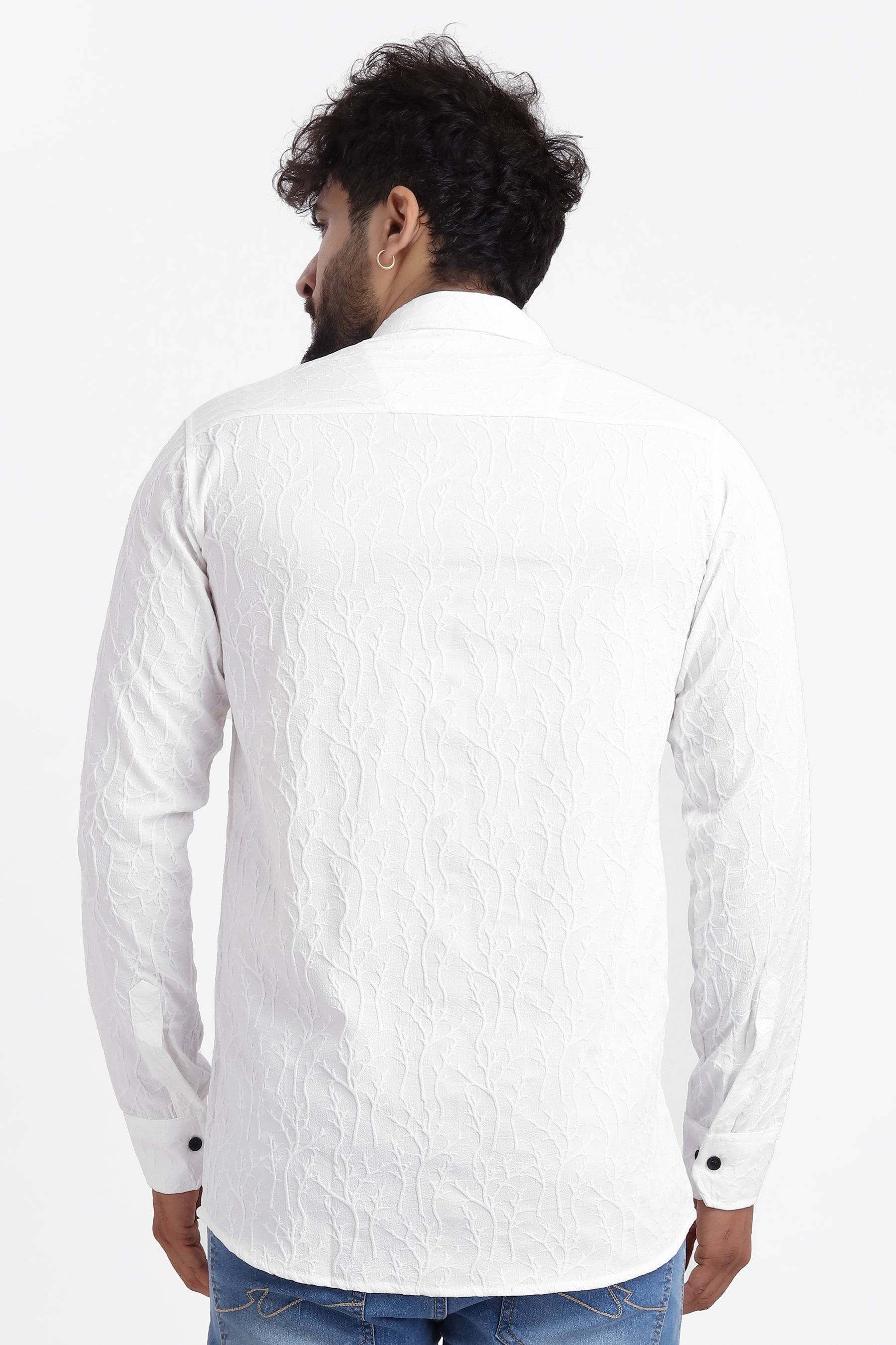 Limb Jacquard White Shirt