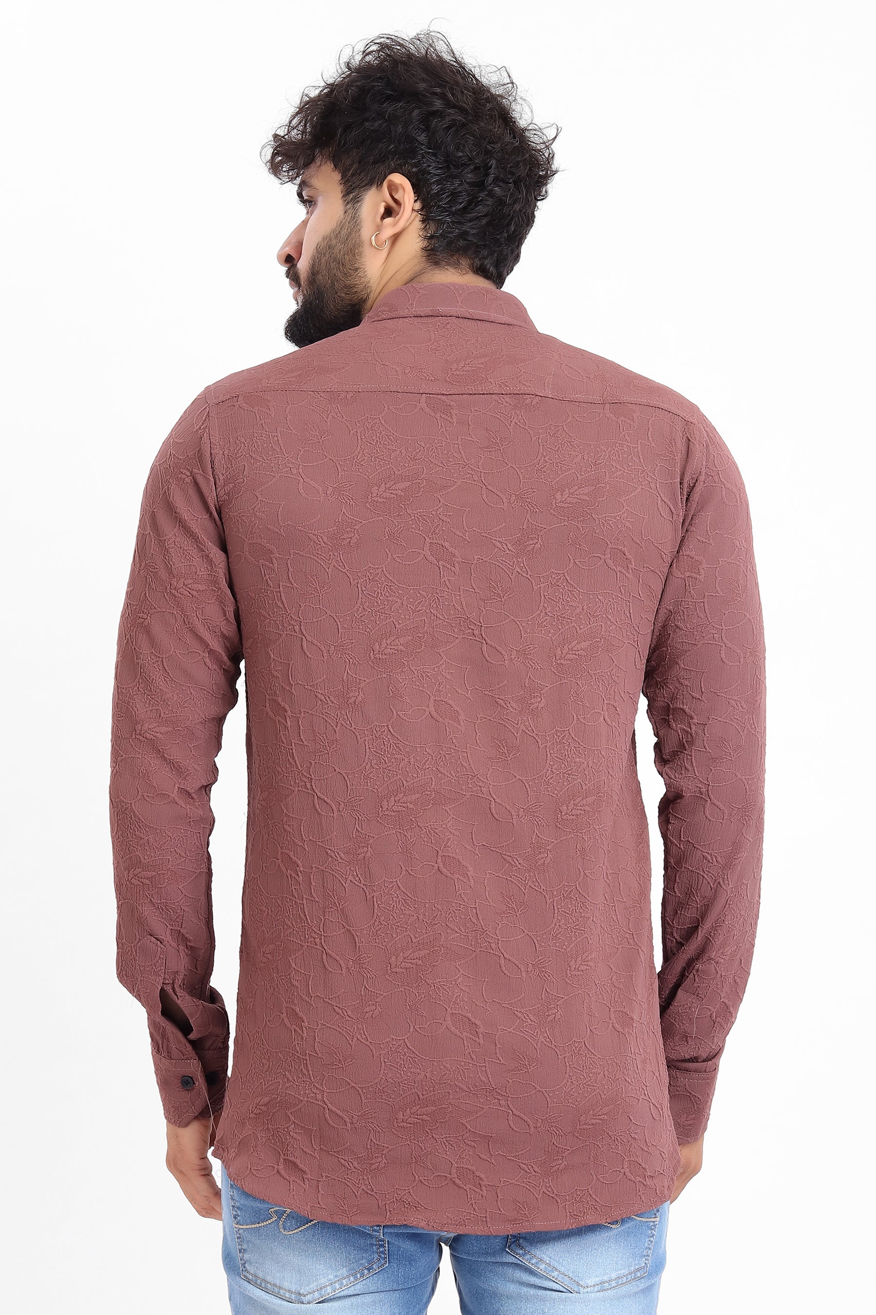 Abstract Jacquard Burgundy Shirt