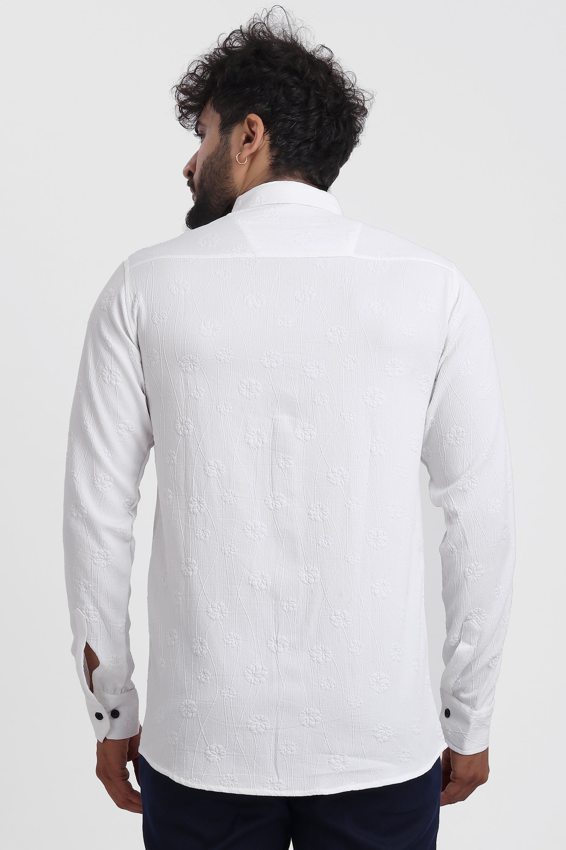 Lupine Jacquard White Shirt